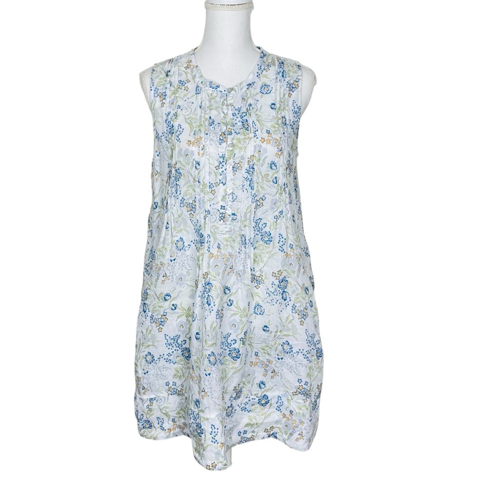 Faherty Isha Linen Floral Dress Medium